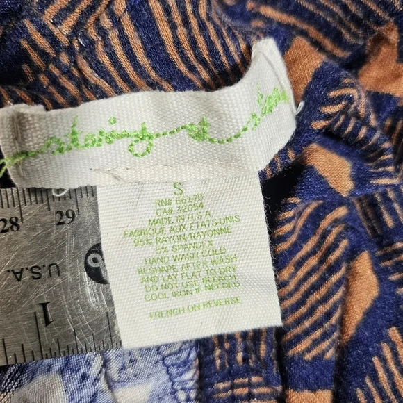 UO Staring at Stars Aztec Batik Geometric Pattern Dress Small Orange Navy Blue - Picture 2 of 7